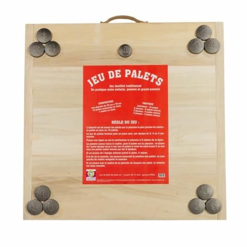 MECABOIS Jeu de Palet Complet - 12 plates a lancer et planche en bois (Jeu Breton) von Mecabois