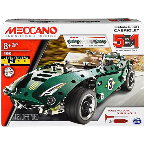 MECCANO Erector by, 5 in 1 Roadster Pull Back Car Building Kit, for Ages 8 and up, STEM Construction Education Toy von MECCANO