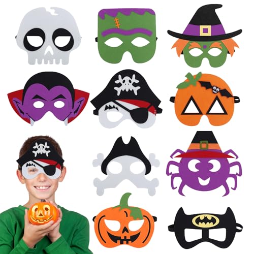10 Stück Halloween Masken, Filzmasken, Kürbisgeist Hexe Pirat Skelett Cosplay Masken, Halbmasken mit Elastischen Seil, Fühlte Maske Augenmaske für Halloween Cosplay Party Maskerade Kostümzubehör 10 Stück Halloween Masken, Filzmasken, Kürbisgeist Hexe Pirat Skelett Cosplay Masken, Halbmasken mit Elastischen Seil, Fühlte Maske Augenmaske für Halloween Cosplay Party Maskerade Kostümzubehör von Mecctuck