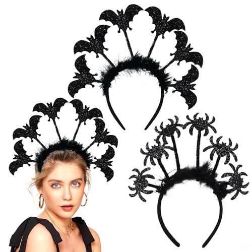 2 Stück Halloween Haarreif, Fledermaus Kostüm Damen, Halloween Kopfschmuck Haarschmuck, Fledermaus Haarreif, Halloween Damen Accessoires, Haarreif Halloween für Prank Horror Karneval Fasching von Mecctuck