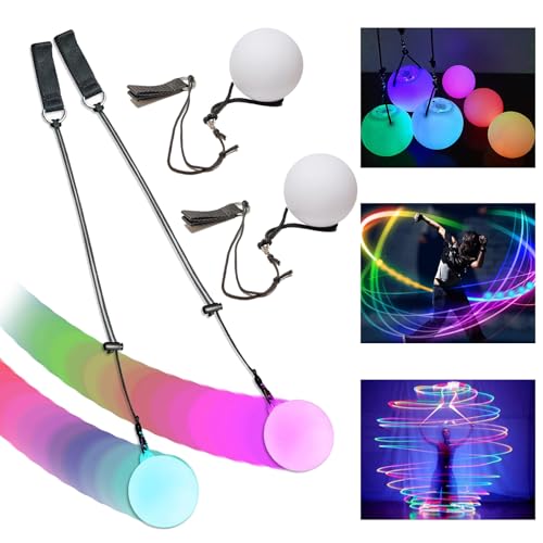 2 Stück LED Poi Bälle, LED POI Jonglierbälle Leuchtend, Poi Jonglierbälle mit Regenbogen Farben und Strobe Effekt, Zirkus Spielzeug, Spinning POI Spielzeug Set für Kinder und Erwachsene 2 Stück LED Poi Bälle, LED POI Jonglierbälle Leuchtend, Poi Jonglierbälle mit Regenbogen Farben und Strobe Effekt, Zirkus Spielzeug, Spinning POI Spielzeug Set für Kinder und Erwachsene von Mecctuck