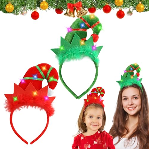 2 Stück Weihnachts Kopfschmuck,Weihnachten Stirnbänder,Haarreif mit LEDs,Leuchtende Haarreif,Weihnachtsmütze Kopfbedeckung Rentier Geweih Haarreif,Weihnachtsstirnband Rot Grün für Kinder Erwachsene 2 Stück Weihnachts Kopfschmuck,Weihnachten Stirnbänder,Haarreif mit LEDs,Leuchtende Haarreif,Weihnachtsmütze Kopfbedeckung Rentier Geweih Haarreif,Weihnachtsstirnband Rot Grün für Kinder Erwachsene von Mecctuck