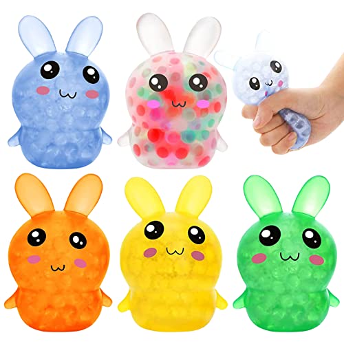 5 Stück Osterhasen Anti Stress Bälle, Osterhase in Form Eines Spielzeugballs, Anti Stress Bälle Ostern, Ostereier Stressball, Ostergeschenke Mitgebsel Kindergeburtstag für Erwachsene und Kinder von Mecctuck