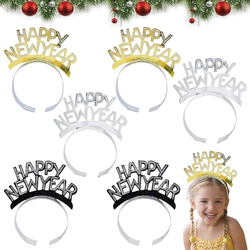 6 Stück Haarreifen Silvester, Happy New Year Haarreif, Silvester Kopfschmuck, Silvester Haarreif, Glitzer Haarreif, Silvester Deko 2025, Happy New Year Kopfschmuck für Silvester Party Haarschmuck 6 Stück Haarreifen Silvester, Happy New Year Haarreif, Silvester Kopfschmuck, Silvester Haarreif, Glitzer Haarreif, Silvester Deko 2025, Happy New Year Kopfschmuck für Silvester Party Haarschmuck von Mecctuck