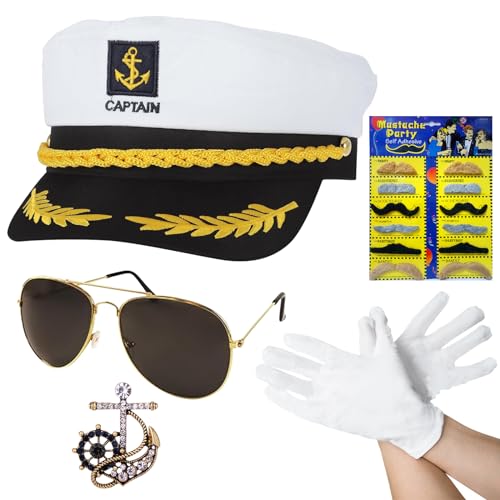 Kapitänsmütze,Matrosenmütze,5 Stück Kapitän Hut Kapitänsmütze Kostüm Set,Kapitän Mütze Matrosen Kostüm Accessoires,Matrosenmütze Seemann Hut mit Kapitän Prop,Unisex Kapitän Hat für Partys Cosplay (A) Kapitänsmütze,Matrosenmütze,5 Stück Kapitän Hut Kapitänsmütze Kostüm Set,Kapitän Mütze Matrosen Kostüm Accessoires,Matrosenmütze Seemann Hut mit Kapitän Prop,Unisex Kapitän Hat für Partys Cosplay (A) von Mecctuck