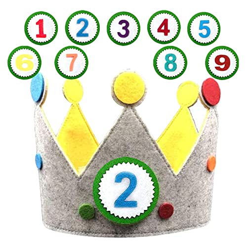 Geburtstagskrone für Mädchen und Jungen, Kinder Partyhut mit Zahlen, Happy Birthday Girlande, Filz Stoff Krone, 1-9 Geburtstag Deko von Mecctuck