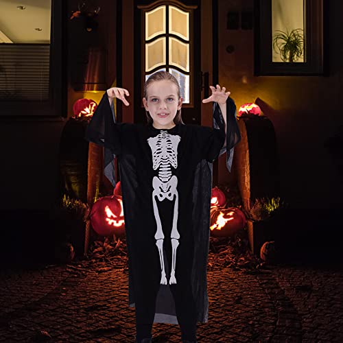 Mecctuck Halloween Kinder Kostüm, Halloween Kostüm Skelett 90cm, Halloween Skelett Kostüm Kinder, Gruseliges Zombie Halloween Karneval Kostüm Schwarz-Weiß für Kinder Jungen Mädchen von Mecctuck