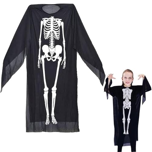 Mecctuck Halloween Kinder Kostüm, Halloween Kostüm Skelett 90cm, Halloween Skelett Kostüm Kinder, Gruseliges Zombie Halloween Karneval Kostüm Schwarz-Weiß für Kinder Jungen Mädchen von Mecctuck