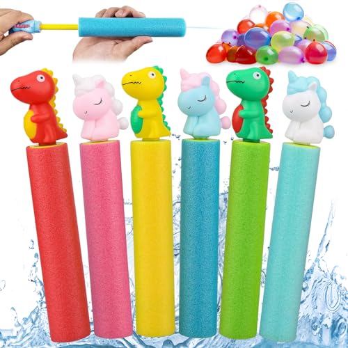 Mecctuck Wasserpistole Kinder, 6 Stück Wasserspritzpistole Schaumstoff, Wasserpistole Spritzpistole, Wasserspritze Kinder, Wasserpistole für Jungen Mädchen Wasserspielzeug Party Strand Pool Spielzeug von Mecctuck