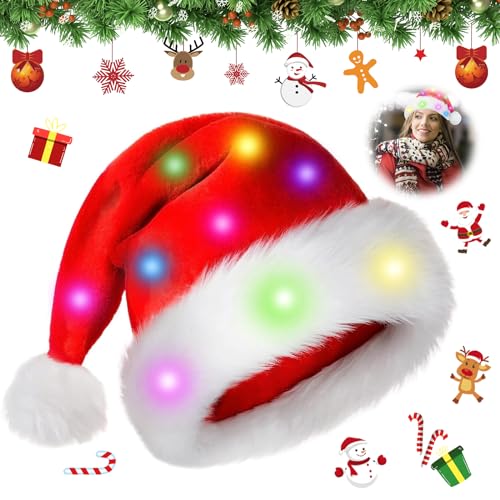 Mecctuck Weihnachtsmütze, Weihnachtsmützen, Mütze mit LED Licht, Nikolausmütze, Weihnachtsmann Mütze, Weihnachtsmütze LED Mütze, Nikolausmützen, Christmas Hat Einheitsgröße für Kinder und Erwachsene Mecctuck Weihnachtsmütze, Weihnachtsmützen, Mütze mit LED Licht, Nikolausmütze, Weihnachtsmann Mütze, Weihnachtsmütze LED Mütze, Nikolausmützen, Christmas Hat Einheitsgröße für Kinder und Erwachsene von Mecctuck