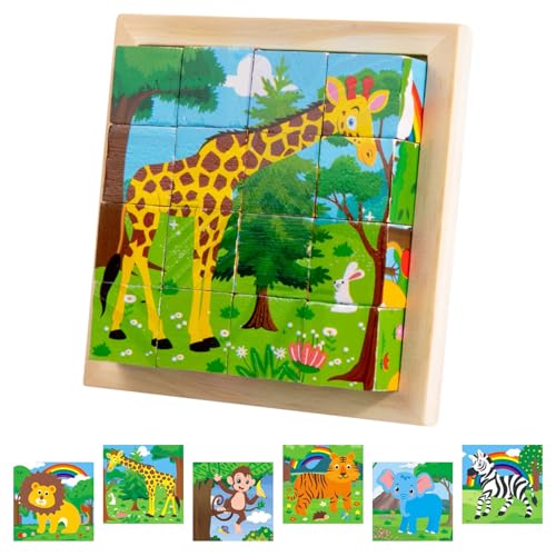 Würfelpuzzle Holz, Bilderwürfel Holz, 3D Bilderwürfel Puzzlespiele 6 in 1 Würfelpuzzle, Lernspielzeug Holzspielzeug für Kinder ab 1 2 3 4 Jahren, Montessori Stapelspiele für Kinder Jungen Mädchen Würfelpuzzle Holz, Bilderwürfel Holz, 3D Bilderwürfel Puzzlespiele 6 in 1 Würfelpuzzle, Lernspielzeug Holzspielzeug für Kinder ab 1 2 3 4 Jahren, Montessori Stapelspiele für Kinder Jungen Mädchen von Mecctuck