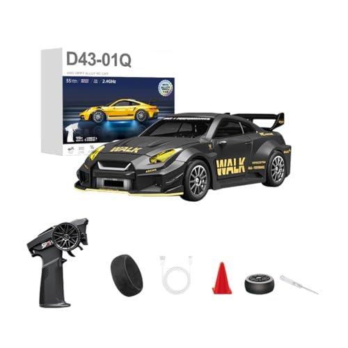 1/43 RC Drift Car, 2,4G 4WD Vollproportionales Fahrzeug Mit Fernsteuerung Aus Aluminiumlegierung, LED-Leuchten Und Gyroskop, 20 Km/h RC-Cars, Rennsport-Spielzeug, Geschenkidee Für Erwachsene (RTR) von MechEdu