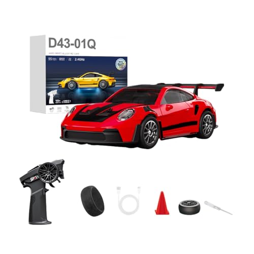 1/43 RC Drift Car, 2,4G 4WD Vollproportionales Fahrzeug Mit Fernsteuerung Aus Aluminiumlegierung, LED-Leuchten Und Gyroskop, 20 Km/h RC-Cars, Rennsport-Spielzeug, Geschenkidee Für Erwachsene (RTR) von MechEdu