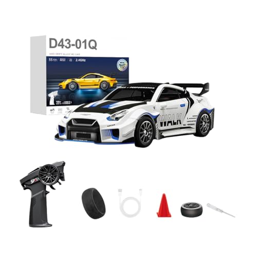 1/43 RC Drift Car, 2,4G 4WD Vollproportionales Fahrzeug Mit Fernsteuerung Aus Aluminiumlegierung, LED-Leuchten Und Gyroskop, 20 Km/h RC-Cars, Rennsport-Spielzeug, Geschenkidee Für Erwachsene (RTR) von MechEdu