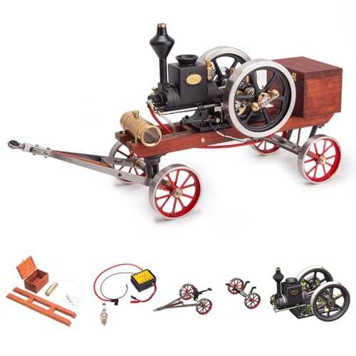 Retrol HM-01 7 CCM Motor Modell Bausatz, 4-Takt-Horizontal-Stationärmotor Mit Hit and Miss Motor, Hoch-/Niedriggeschwindigkeits-Schalthebel + Metall-4-Rad-Lenkung Flachbett-Transportwagen + Zubehör Retrol HM-01 7 CCM Motor Modell Bausatz, 4-Takt-Horizontal-Stationärmotor Mit Hit and Miss Motor, Hoch-/Niedriggeschwindigkeits-Schalthebel + Metall-4-Rad-Lenkung Flachbett-Transportwagen + Zubehör von MechEdu