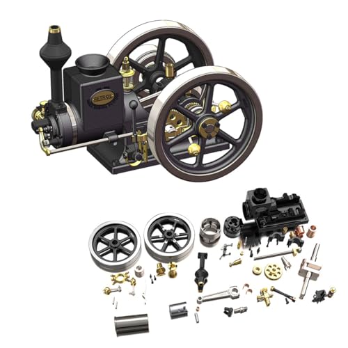 Retrol HM-01 7ccm Motor Modell Bausatz, 4-Takt-Horizontal-Stationärer Hit and Miss Motor Modell, Mit Hoch-/Niedergang-Schalthebel, Ideal Für Hobbyisten Und Mechanik-Enthusiasten (montierter Version) von MechEdu