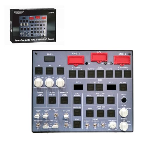 Rowsfire A107 A32X MAX Light OVHD Overhead Panel Für MSFS 2020/2024, (Hintergrundbeleuchtung + Metallgehäuse + Taktile Schalter Edition) – Windows Flight SIM Home Cockpit von MechEdu