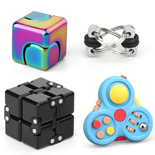 Fidget-Spinner-Set für Erwachsene, Sensory Pack mit Fidget-Kette, Infinity Cube, Fidget-Spinner-Würfel, Rollen, Fidget-Pad, Schreibtisch-Gadget zum Stressabbau im Büro, Geburtstagsgeschenk von Mechaniker