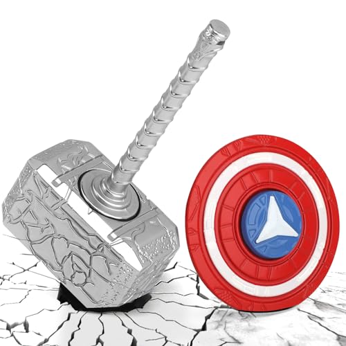 Thor Hammer Fidget Spinner für Kinder Erwachsene, Fingertip Gyro Spielzeug, Metall 2 in 1 transformierbarer Schlüsselanhänger, Infinity Cube Geschenk für Anti Angst (2-Pack) von Mechaniker