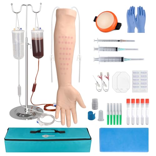 MedEduQuest Intravenöses Übungsarm-Set mit 30 Injektionspunkten für Krankenpflegeschüler, Phlebotomie-Übungsset, Latexfrei, mit Tragbarem Koffer (nur für Bildungszwecke) von MedEduQuest