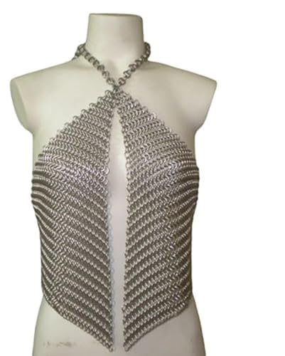 Medieval Armour Chainmail Oberteil mit V-Ausschnitt, silberfarbenes Aluminium, mittelalterliches Damen-Kostüm, Handwäsche Medieval Armour Chainmail Oberteil mit V-Ausschnitt, silberfarbenes Aluminium, mittelalterliches Damen-Kostüm, Handwäsche von Medieval Armour