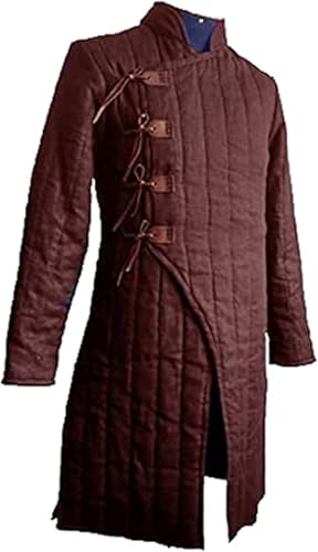 Medieval Armour Dick gepolsterter Gambeson-Mantel, Aketon, volle Ärmel, Gambeson-Rüstung, Kostüm, Jacke, Rüstung, Kostüme, Kleid, Braun, XL von Medieval Armour
