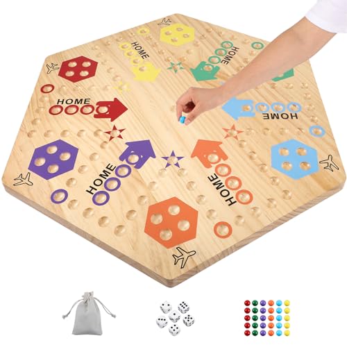 Medikaison Wahoo extra großes 60 cm Marmor-Brettspiel für 4 und 6 Spieler, 2-seitig bemalt, dickes Holzbrett, perfektes Spiel für Familie und Freunde, Party Medikaison Wahoo extra großes 60 cm Marmor-Brettspiel für 4 und 6 Spieler, 2-seitig bemalt, dickes Holzbrett, perfektes Spiel für Familie und Freunde, Party von Medikaison