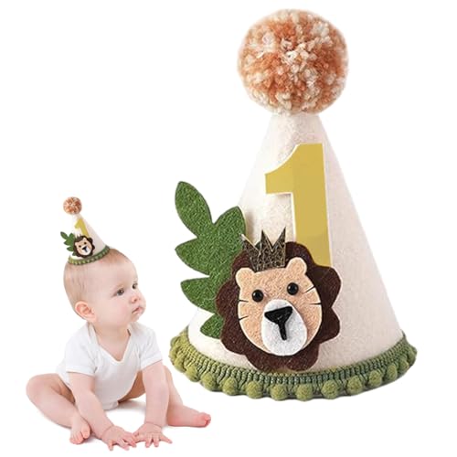 Mednkoku 1. Geburtstagshut, erster Geburtstagshut Löwen Design 1st mit Plüschball-Topper & Kinngurt 4x6 Zoll Nicht gewebter Krone für Party, Feier, Foto Mednkoku 1. Geburtstagshut, erster Geburtstagshut Löwen Design 1st mit Plüschball-Topper & Kinngurt 4x6 Zoll Nicht gewebter Krone für Party, Feier, Foto von Mednkoku