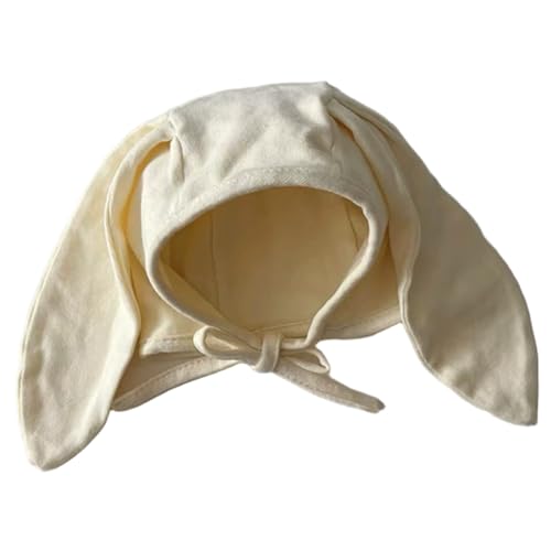 Mednkoku Bunny Hut, süße weiche Baumwollhasen-Ohrenhut, langohrige kleine Kaninchen-Plazenta-Kappe mit Krawatte für Cosplay Halloween Partyzubehör, Creme von Mednkoku