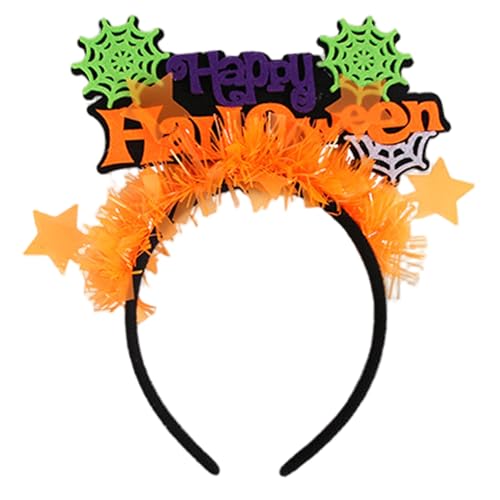 Mednkoku Halloween Stirnband, fluoreszierende Spinnennetz- und Buchstaben Haarschleife, elastische Halloween -Haarzubehör für Cosplay und Fotoprops, Kostüme für Frauen von Mednkoku