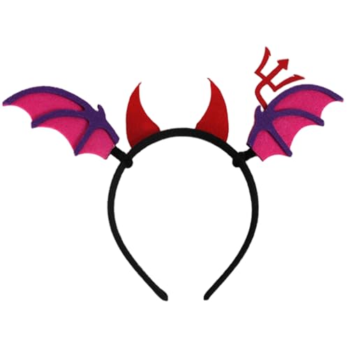 Mednkoku Halloween -Stirnband, fluoreszierende rote Hörnere und Fledermaus -Haarschleife, elastische Halloween -Haarzubehör für Cosplay und Foto -Requisiten, Kostüme für Frauen von Mednkoku