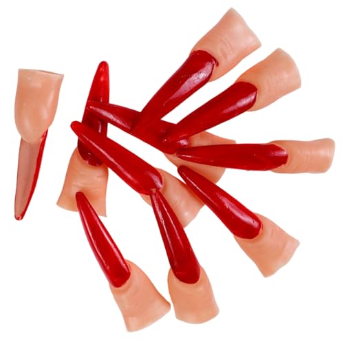 Mednkoku Hexenfinger 10pcs realistischer falscher Finger mit roten Nägeln gruseliger Halloween -Requisiten für Maskerade -Kostümparty von Mednkoku