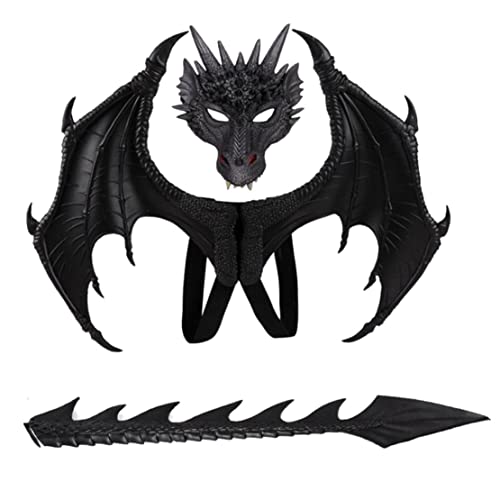 Mednkoku Kids Halloween Dragon Set Gesichtsbezüge Schwanz Cosplay Kostüm Foto Requisiten Black 3pcs, Dragon Tail Mednkoku Kids Halloween Dragon Set Gesichtsbezüge Schwanz Cosplay Kostüm Foto Requisiten Black 3pcs, Dragon Tail von Mednkoku