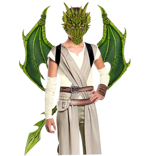 Mednkoku Kids Halloween Dragon Set Gesichtsbezüge Schwanz Cosplay Kostüm Foto Requisiten Grün 3pcs, Dragon Tail Mednkoku Kids Halloween Dragon Set Gesichtsbezüge Schwanz Cosplay Kostüm Foto Requisiten Grün 3pcs, Dragon Tail von Mednkoku