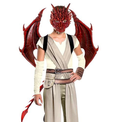 Mednkoku Kids Halloween Dragon Set Gesichtsbezüge Schwanz Cosplay Kostüm Foto Requisiten Red 3pcs, Dragon Tail Mednkoku Kids Halloween Dragon Set Gesichtsbezüge Schwanz Cosplay Kostüm Foto Requisiten Red 3pcs, Dragon Tail von Mednkoku
