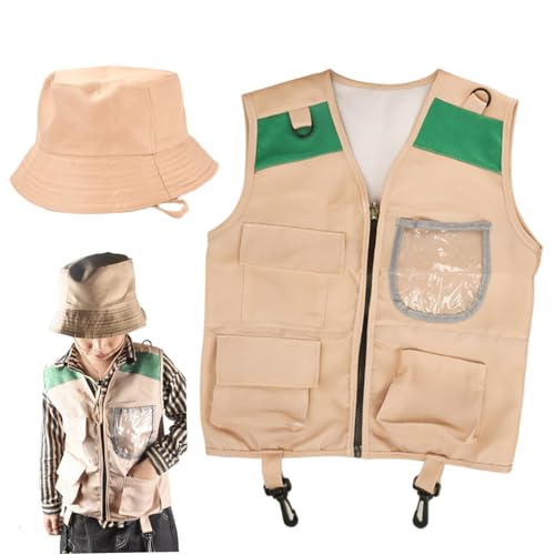 Mednkoku Paläontologe Kostüm Kids, Zoo Keeper Kostüm für Kinder, Stoff Paläontologe umfasst Weste & Hut, Kinder verkleiden Kostüme für Halloween, Cosplay & More von Mednkoku