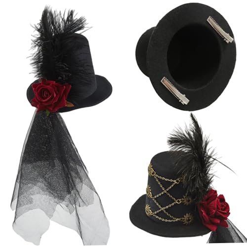 Mednkoku Top -Hut für Frauen, Steampunk -Hut mit Schleier & Federn, viktorianischer Oberteil mit Clip für Frauen Kopfbedeckung Halloween Kostümzubehör Mednkoku Top -Hut für Frauen, Steampunk -Hut mit Schleier & Federn, viktorianischer Oberteil mit Clip für Frauen Kopfbedeckung Halloween Kostümzubehör von Mednkoku