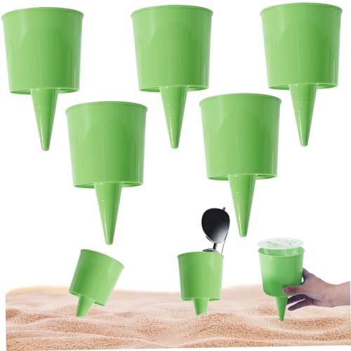 Strandbecherhalter, 5pcs Plastik -Sandbecher -Halter für Getränke Telefon Sonnenbrille, multifunktionaler Strandgetränkehalter für Sandreisen Sommer 3.9x3,9 x 6,3 Zoll, Sandbecherhalter für Strand von Mednkoku