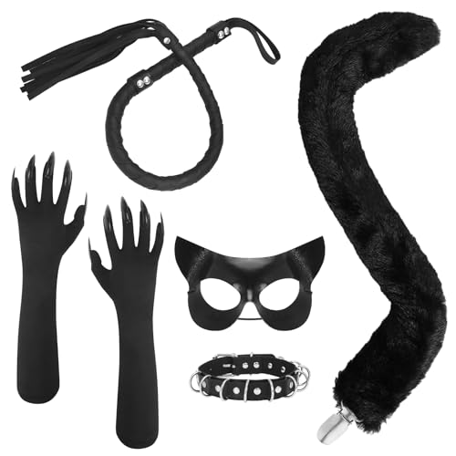 Medoore 5-teiliges Katzenkostüm-Zubehör-Set enthält schwarze Katzenmaske, Schwanz, Handschuhe und Halskette für Halloween, Cosplay, Kostümparty Medoore 5-teiliges Katzenkostüm-Zubehör-Set enthält schwarze Katzenmaske, Schwanz, Handschuhe und Halskette für Halloween, Cosplay, Kostümparty von Medoore