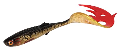 Gummifisch Gummi Köder Mikado Sicario Pike Tail (24cm/Spotted Bullhead) von Meduza