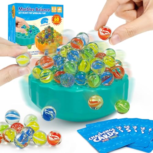 Meemazi Murmel-Balance-Spiel für Kinder, 60 bunte Murmeln und 15 Herausforderungskarten, lustige Familien-Brettspiele für Kinder und Erwachsene, Weihnachtsgeschenk, Spiel für Teenager, Geburtstag Meemazi Murmel-Balance-Spiel für Kinder, 60 bunte Murmeln und 15 Herausforderungskarten, lustige Familien-Brettspiele für Kinder und Erwachsene, Weihnachtsgeschenk, Spiel für Teenager, Geburtstag von Meemazi