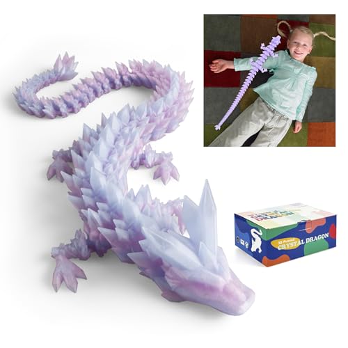 Meet Gladness 30-in-3D-gedruckter Drache, 76,2 cm Drache, 3D-Drachen-Spielzeug, großer Drache, beweglicher Kristalldrache (Traumkristall, 76,2 cm) von Meet Gladness