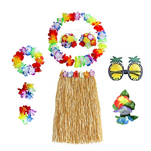 Hawaii Set,Hawaiian Hula Grass Rock Set 8 Stück Hawaii Mottoparty Kostüme mit Halskette Armbänder Stirnband Blume BH Haarspange und Ananas Sonnenbrille für Mädchen Frauen Hawaiian Luau Beach Party Hawaii Set,Hawaiian Hula Grass Rock Set 8 Stück Hawaii Mottoparty Kostüme mit Halskette Armbänder Stirnband Blume BH Haarspange und Ananas Sonnenbrille für Mädchen Frauen Hawaiian Luau Beach Party von Meet-shop