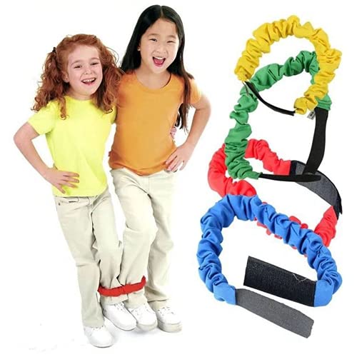 Meet-shop Legged Race Bands, 4 PCS Leg Race Bands, Elastische Krawatte Seilriemen für Kinder Carnival Field Day Hinterhof und Staffel Rennen Spiel, 3-6 Jahre von Meet-shop