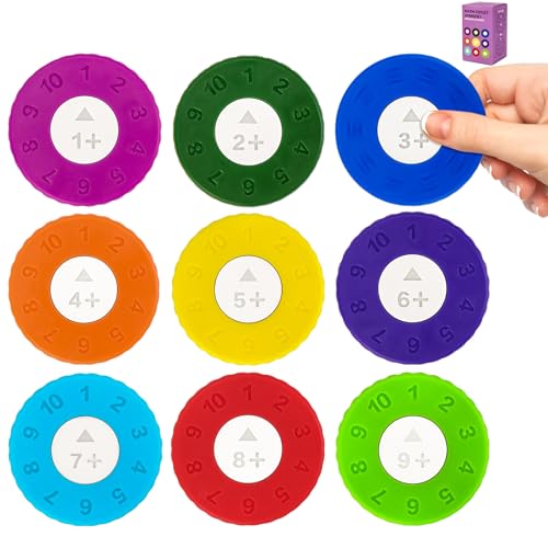 Meetory 9 Stück Mathe Fidget Spinner für Kinder - Interaktives Lernspielzeug für Addition und Subtraktion, Förderung von Mathematikfähigkeiten im Klassenzimmer & Zuhause(Addition) von Meetory