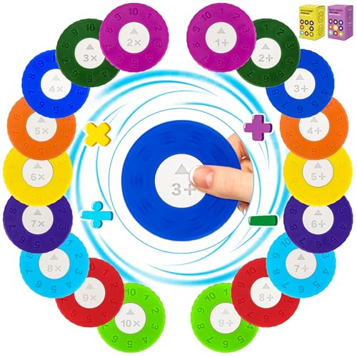 Meetory 18 Stück Mathe Fidget Spinner, Mathematik Lernspielzeug für Kinder, Rechenscheiben Set für Addition und Subtraktion, Lernhilfen für Mathematik (Addition/Multiplizieren) von Meetory