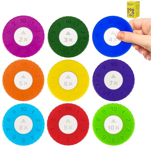 Meetory 9 Stück Mathe Fidget Spinner für Kinder - Interaktives Lernspielzeug für Multiplikation & Division, Förderung von Mathematikfähigkeiten im Klassenzimmer & Zuhause (Multiplizieren) von Meetory