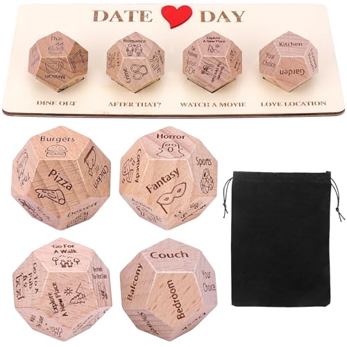 Meetory 4 Stück Date Night Würfel Set, Romantisches Date Night Würfelspiel für Paare, Entscheidungswürfe, Geburtstage, Valentine's Day, Wedding, einzigartiges Geschenk für Sie und Ihn von Meetory