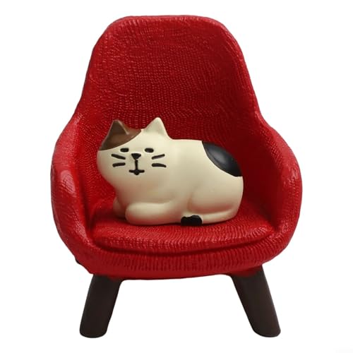 Lustiger Cartoon-Katzen-Sofa aus Kunstharz, für skurrile Heimdekoration und verspielte Räume (roter Katzenstuhl) von MeevrgR
