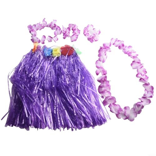 MeevrgR Kiddie Karneval Outfit Hawaii-Stil Gras Lei Rock mit floralen Akzenten Perfekt für Feiern (Lila) von MeevrgR